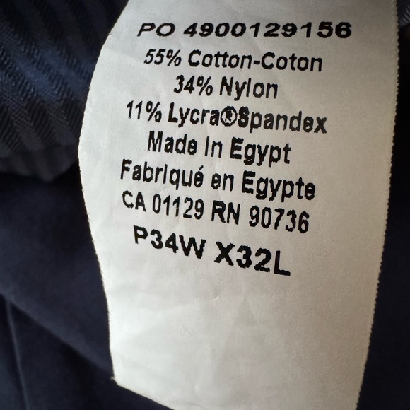 Lauren Ralph Lauren Dress Pants Men 34x32 Navy Blue Flat Front Stretch Chino - Picture 6 of 6